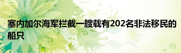 塞内加尔海军拦截一艘载有202名非法移民的船只