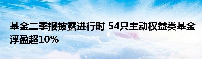 基金二季报披露进行时 54只主动权益类基金浮盈超10%