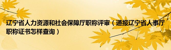 辽宁省人力资源和社会保障厅职称评审（通报辽宁省人事厅职称证书怎样查询）