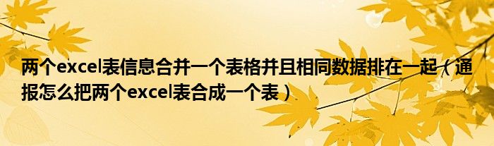 两个excel表信息合并一个表格并且相同数据排在一起（通报怎么把两个excel表合成一个表）