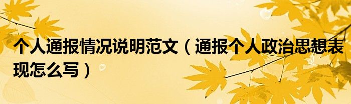 个人通报情况说明范文（通报个人政治思想表现怎么写）