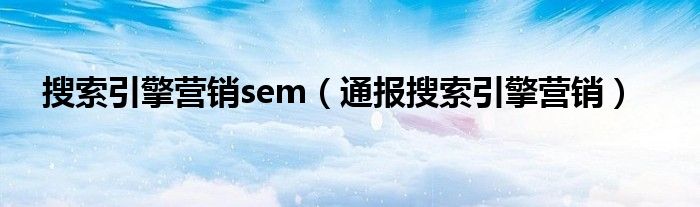 搜索引擎营销sem（通报搜索引擎营销）