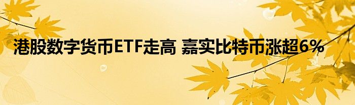 港股数字货币ETF走高 嘉实比特币涨超6%