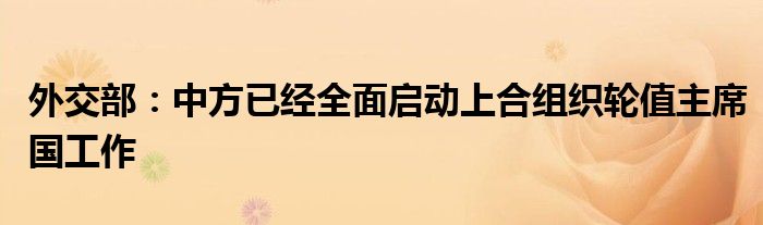 外交部：中方已经全面启动上合组织轮值主席国工作