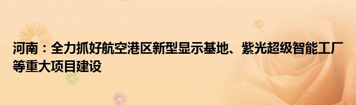 河南：全力抓好航空港区新型显示基地、紫光超级智能工厂等重大项目建设