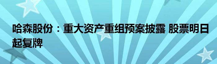 哈森股份：重大资产重组预案披露 股票明日起复牌