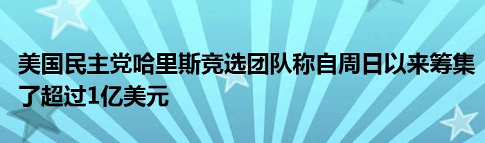 美国民主党哈里斯竞选团队称自周日以来筹集了超过1亿美元