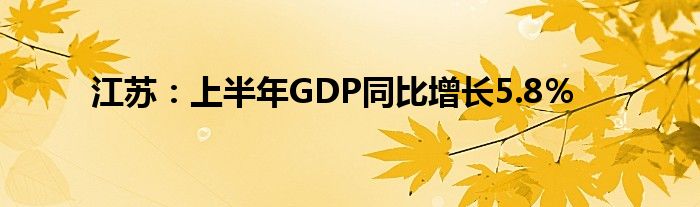 江苏：上半年GDP同比增长5.8％