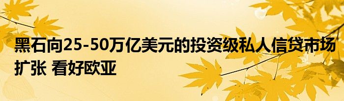 黑石向25-50万亿美元的投资级私人信贷市场扩张 看好欧亚