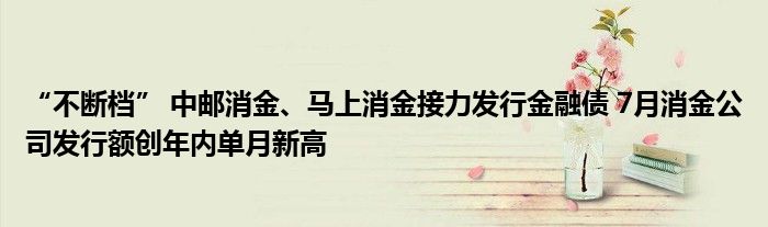 “不断档” 中邮消金、马上消金接力发行
债 7月消金公司发行额创年内单月新高