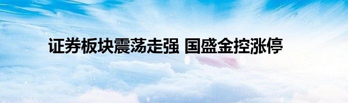 证券板块震荡走强 国盛金控涨停