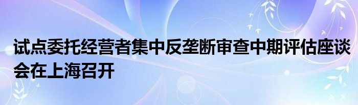 试点委托经营者集中反垄断审查中期评估座谈会在上海召开