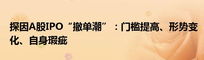 探因A股IPO“撤单潮”：门槛提高、形势变化、自身瑕疵