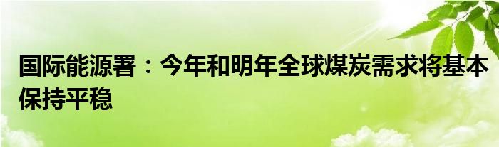 国际能源署：今年和明年全球煤炭需求将基本保持平稳