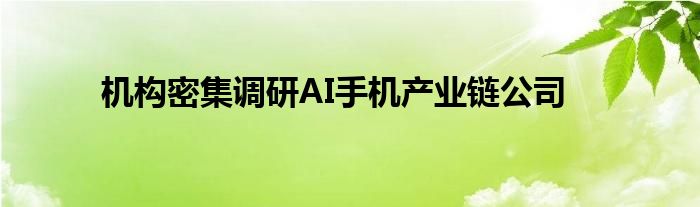 机构密集调研AI手机产业链公司