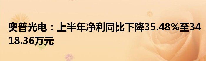 奥普光电：上半年净利同比下降35.48%至3418.36万元