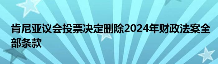 肯尼亚议会投票决定删除2024年财政法案全部条款