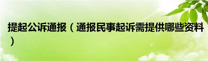 提起公诉通报（通报民事起诉需提供哪些资料）