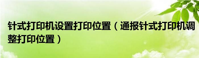 针式打印机设置打印位置（通报针式打印机调整打印位置）