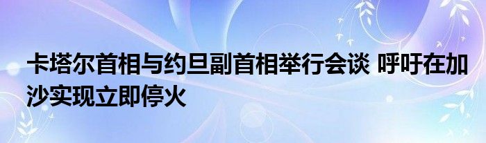 卡塔尔首相与约旦副首相举行会谈 呼吁在加沙实现立即停火