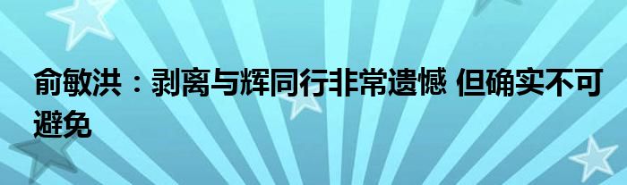 俞敏洪：剥离与辉同行非常遗憾 但确实不可避免