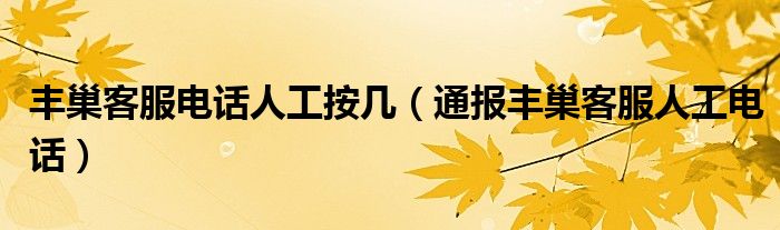 丰巢客服电话人工按几（通报丰巢客服人工电话）