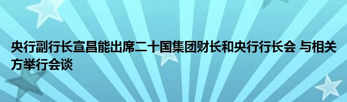 央行副行长宣昌能出席二十国集团财长和央行行长会 与相关方举行会谈