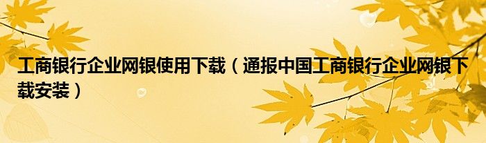 工商银行企业网银使用下载（通报中国工商银行企业网银下载安装）