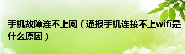 手机故障连不上网（通报手机连接不上wifi是什么原因）