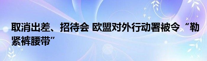 取消出差、招待会 欧盟对外行动署被令“勒紧裤腰带”