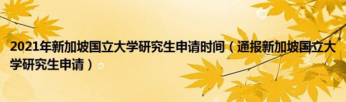 2021年新加坡国立大学研究生申请时间（通报新加坡国立大学研究生申请）