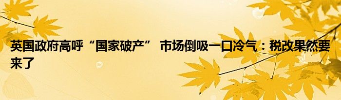 英国政府高呼“国家破产” 市场倒吸一口冷气：税改果然要来了