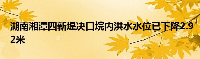 湖南湘潭四新堤决口垸内洪水水位已下降2.92米