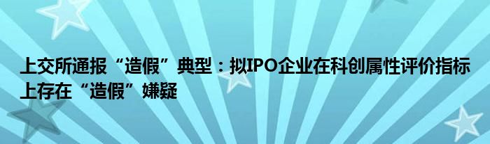 上交所通报“造假”典型：拟IPO企业在科创属性评价指标上存在“造假”嫌疑