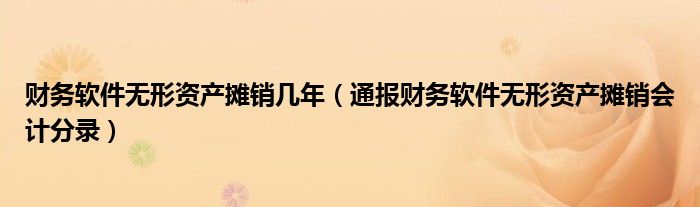 财务软件无形资产摊销几年（通报财务软件无形资产摊销会计分录）