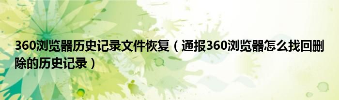 360浏览器历史记录文件恢复（通报360浏览器怎么找回删除的历史记录）