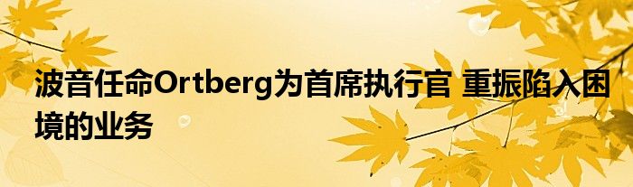 波音任命Ortberg为首席执行官 重振陷入困境的业务