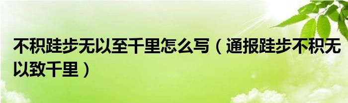 不积跬步无以至千里怎么写（通报跬步不积无以致千里）