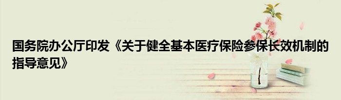 国务院办公厅印发《关于健全基本医疗保险参保长效机制的指导意见》