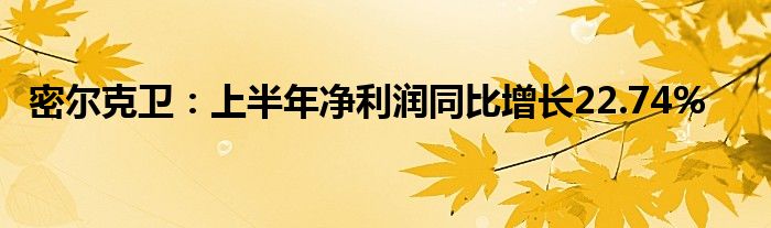 密尔克卫：上半年净利润同比增长22.74%