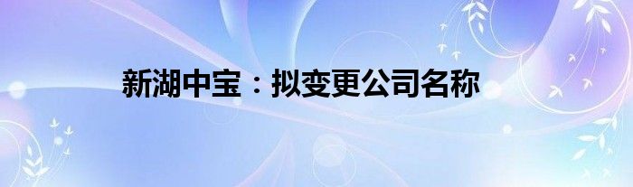 新湖中宝：拟变更公司名称