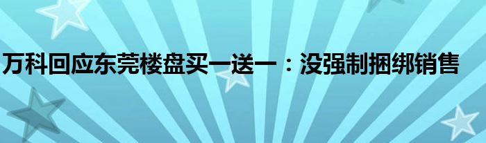 万科回应东莞楼盘买一送一：没强制捆绑销售