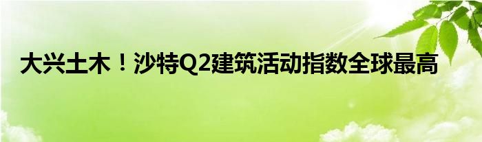 大兴土木！沙特Q2建筑活动指数全球最高