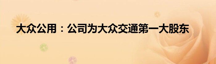 大众公用：公司为大众交通第一大股东