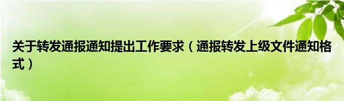 关于转发通报通知提出工作要求（通报转发上级文件通知格式）