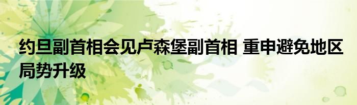 约旦副首相会见卢森堡副首相 重申避免地区局势升级