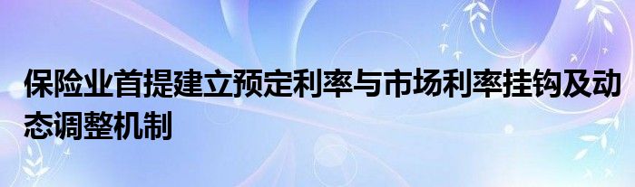 保险业首提建立预定利率与市场利率挂钩及动态调整机制