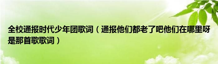 全校通报时代少年团歌词（通报他们都老了吧他们在哪里呀是那首歌歌词）