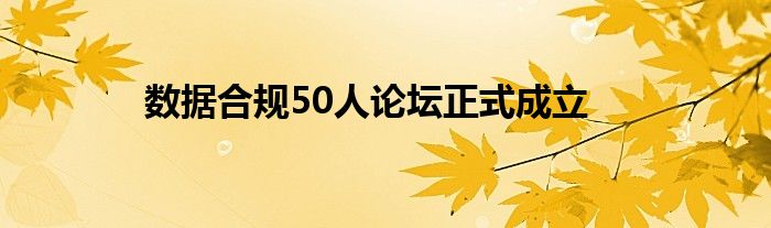 数据合规50人论坛正式成立