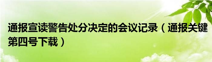 通报宣读警告处分决定的会议记录（通报关键第四号下载）